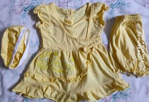 Baby Yellow Dress Set with Hat