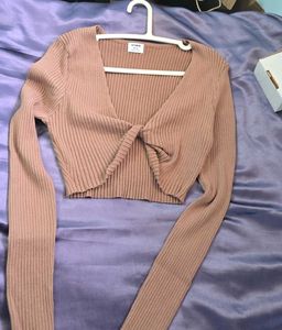 Lowest Prices Ribbed Knit Twist Front Crop Top