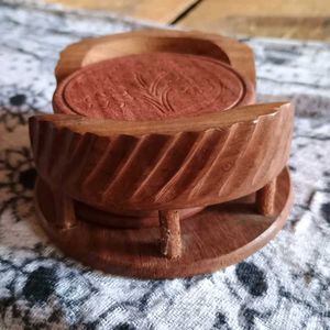 For Festive Carved Wooden Coaster