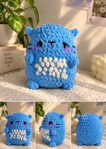 Handmade Crocheted Blue Kawaii Animal Plush