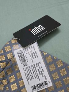 INDYA Grey Banarasi Flared Maxi Skirt