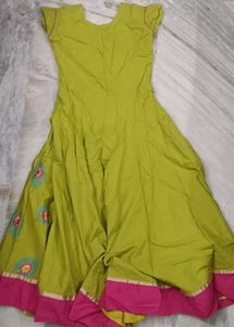 Green Ethnic Dress with Peacock Design