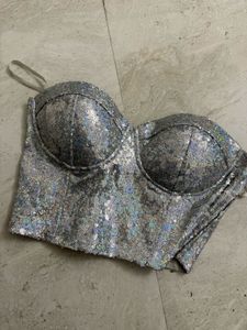 Sequin Bandeau Corset Top