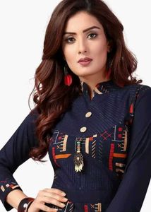 Elegant Navy Blue Printed Maxi Dress