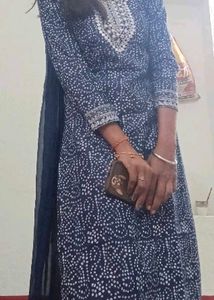 Embroidered Navy Blue Kurta Set