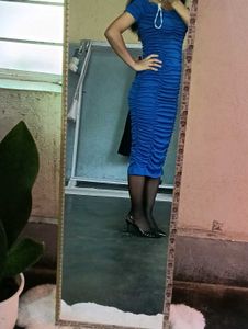 Stunning Ruched Royal Blue Dress