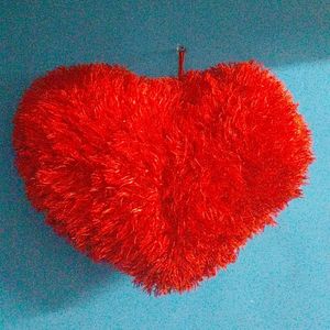 Red Fuzzy Heart Pillow