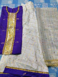 Vibrant Purple Kurta with Gold Embroidery