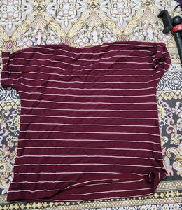 Maroon Striped Graphic Tee