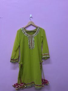 BEAUTIFUL GREEN AND PINK KURTA SET