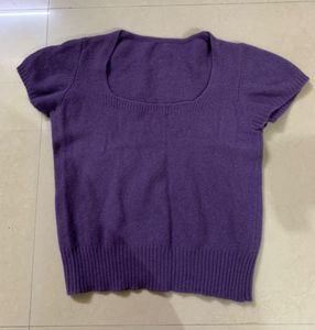 Purple Short Sleeve Knit Top