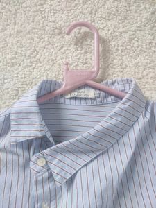 asymmetrical striped button-up shirt
