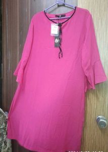 Stylish Pink Kurta with Black Trim