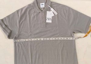 Men's Grey Textured Polo Shirt