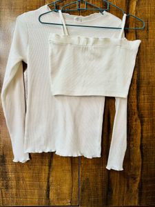 Ribbed white top and tube