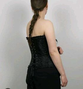 Black Brocade Corset with Ruffles