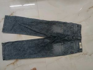 Washed Denim Wide Leg Jeans