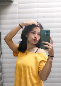 Yellow Off-Shoulder Casual Top