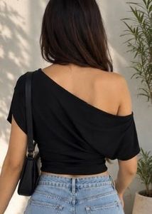 NEWME Black One-Shoulder Top | Size M College Wear