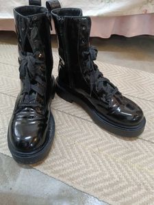 Black Patent Combat Boots