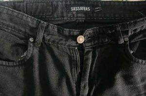 Unique Graphic Print Black Jeans