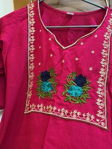 Vibrant Pink Embroidered Kurta