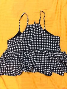 Gingham Print Peplum Top