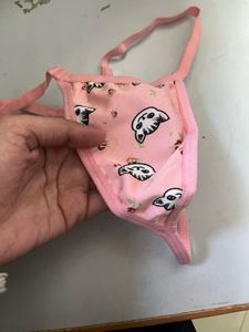 Pink Dog Print Thong Panties
