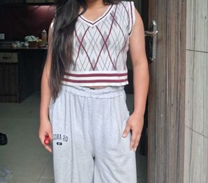 Argyle Pattern Cropped Vest Top