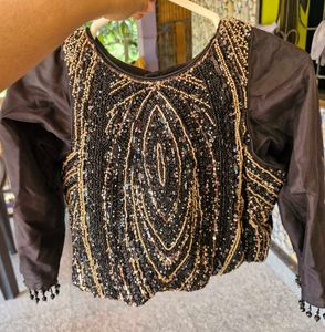 Embellished Black and Golden Lehenga