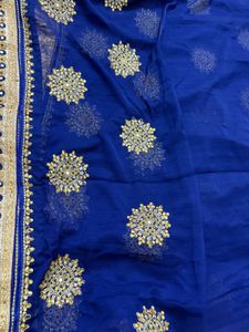 Royal Blue Saree with Embellished Blouse