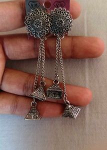 silver oxidised earrings ( 2 pair )