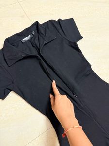 Black Zip-Up playsuit Romper