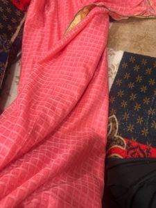 Elegant Pink Embroidered Saree Very light weight