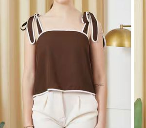 Chic Brown Tie-Strap Camisole Top