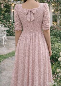 full length pink flary frock