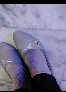 Cute Grey Ballet Flats with Bow Detail