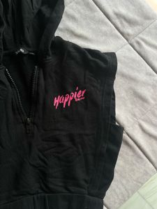 Black Cropped Hoodie - Happier Than Ever