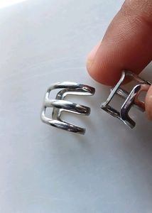 Silver Three Lines Ear Cuffs