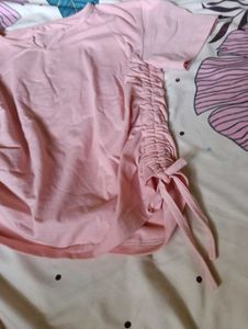 Chic Pink Ruched T-Shirt