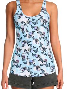 I. Skull and Butterfly Print Tank Top
