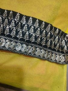 1 Metre Black Lace With Silver Zari Work
