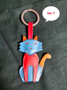 Imported Pure Leather CAT/MEOW/KITTEN Keychain