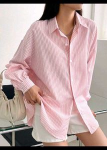 Pink Striped Oversized Shirt
