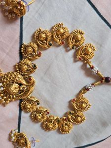 New Gold Peacock Necklace &amp; Earrings Set