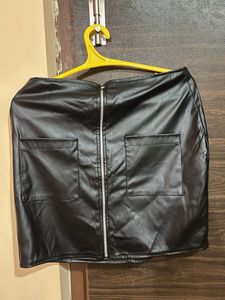 Black Faux Leather Mini Skirt