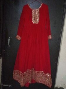 Red Embroidered Anarkali Suit
