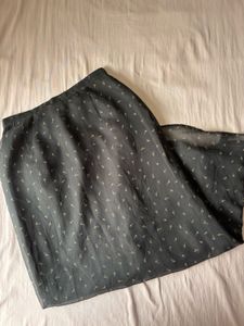 dark brown Sheer Printed Midi Skirt