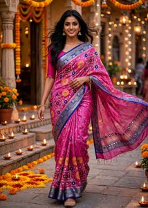 Pink Embroidered sareeset