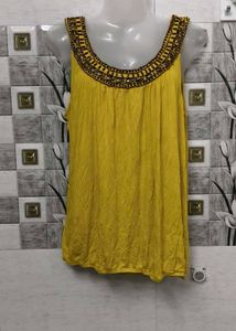Yellow Embellished Sleeveless Top